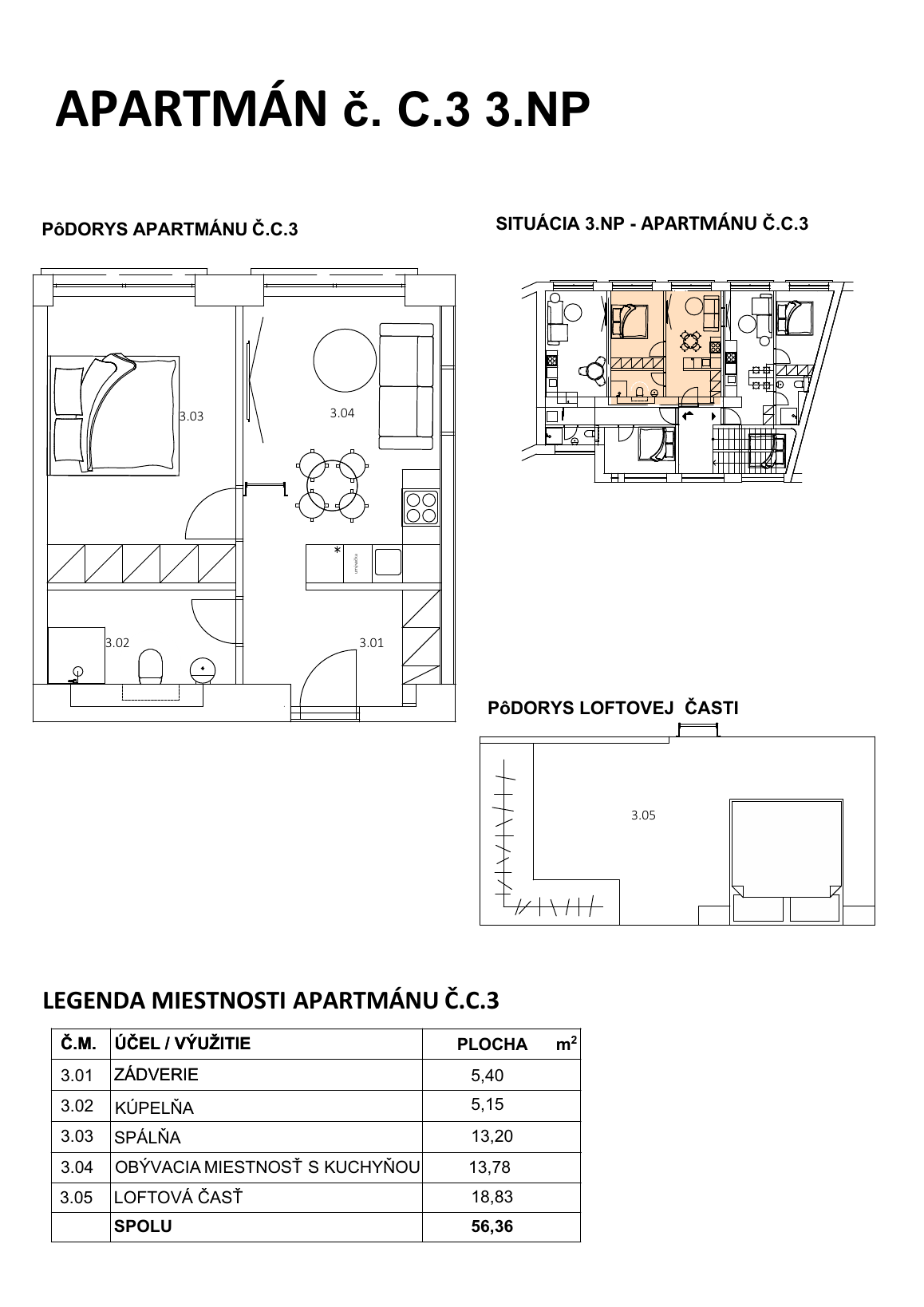 PDF karta a pôdorys - Apartmán C3